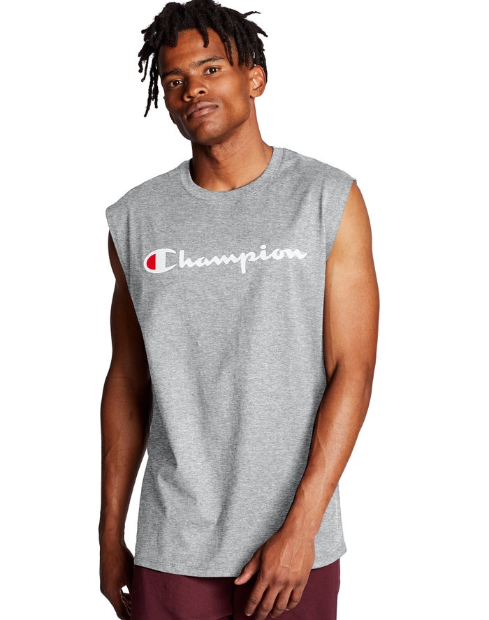 Champion Tanktop Heren - Grijs - Classic Jersey Script Logo ( 762983-BTQ )